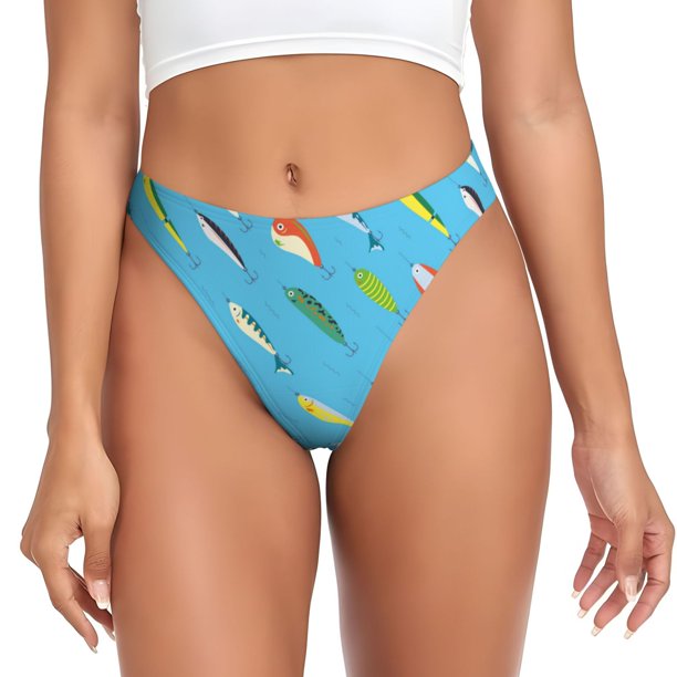 Balery Different Color Fishing Bait Tangas de Algodón para Mujer con Estampado – Ropa Interior Sexy, Transpirable, G-string-3X-Large