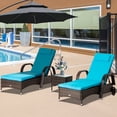 thumbnail image 2 of Outsunny Wicker Patio Lounger Set with Padded Cushions, Brown/Blue, 2 of 10