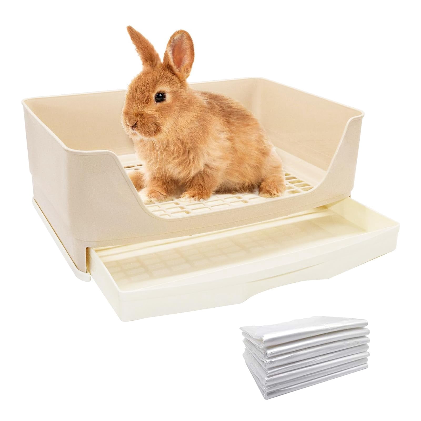 Large Rabbit Litter Box Toilet,Bunny Potty Trainer with Drawer & 100pcs ...