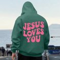thumbnail image 4 of Mens Christian Jesus Hoodies Faith Religious Graphic Hooded Sweatshirt Spirng Fall Tops Dark Green L, 4 of 6