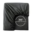thumbnail image 5 of MooMee 100% Washed Cotton Queen Fitted Sheet Only Linen Like Textured Extra-Deep Pocket Breathable Soft 1-Piece(Dark Grey, 60"x80"), 5 of 6
