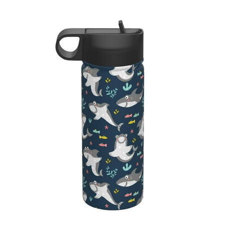

Uemuo Friendly Sharks Print 18oz Sports Insulated Kettle Water Bottle Outdoor Sports Bottle Insulated Hydration Bottle with Handle & Flip Straw