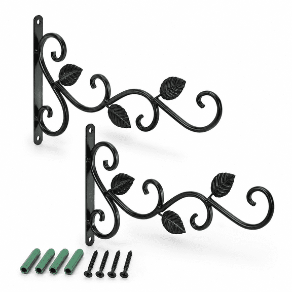 Plant Hook Bracket 2Pack 11.8 inches Wall Hanging Plants Hangers Flower Pot Bird Feeder Hanger with Screws ,Indoor Outdoor Rustic Home Decor