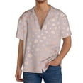 thumbnail image 7 of Lsque Rose Gold Abstract Spots 1 print Men's Cuban Collar Short Sleeve Shirt Summer Beachwear Casual Button Down Fashionable Vacation Leisure Shirt-X-Large, 7 of 7