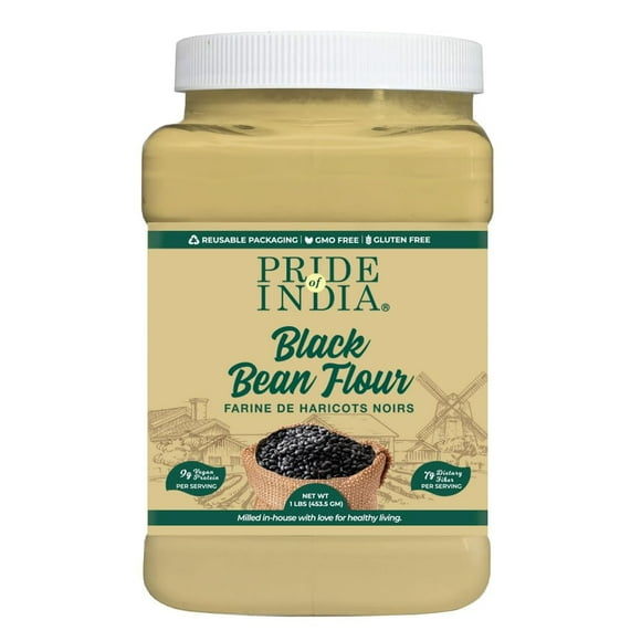 Pride of India- Black Bean Flour 1 lbs (454 gm) Rich Earthy Taste Freshly Milled in Small Batches | Used for Cooking Baking Coating Thickening Agent | Ideal for Cakes Gravies Noodles Smoothies
