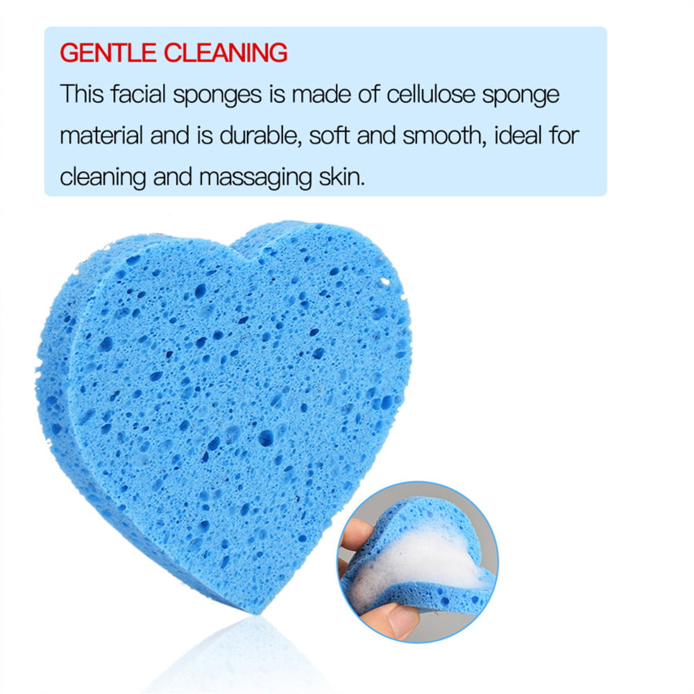 Heart Shape Face Sponge Facial Sponges Compressed Natural Cellulose Sponge for Washing Face Cleansing, Size: 54 in