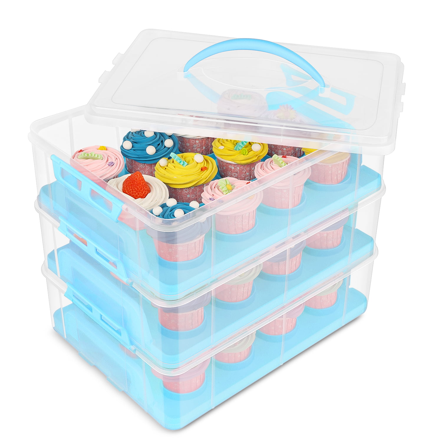 Plastic Storage Containers with Lids – 2-Pack 3L Cupcake Carrier –  Leakproof Cookie Storage Containers Airtight – BPA-Free Plastic Containers  with