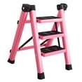 thumbnail image 3 of davian Folding Ladder 3 Step Portable Antislip Stepladder Sturdy Iron Work Ladder Compact Multifunctional Lightweight Suitable for Household Kitchen Garage I Pink, 3 of 8