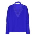 thumbnail image 4 of RYRJJ Womens Dressy Casual Blouse Mock Neck Puff Long Sleeve Tops Elegant Button Cuffs Pullover Shirts Business Work Blouses(Blue,M), 4 of 6