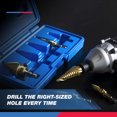 thumbnail image 5 of NEIKO 10173A Step Drill Bit Set for Metal and Wood, 5 Piece SAE, Spiral Grooved for Faster Drilling, Step Bits with 50 Total Step Sizes, Titanium Coated Unibits, 5 of 6