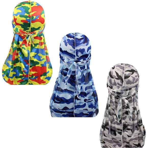 HAHDAXIA Assorted Paisley Bandana Doo rag Cap Headwraps Men's Women's Silk Durag with Long Tail and Wide Straps for 360 Waves