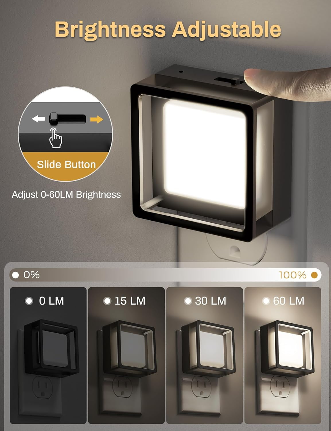LED Night Light, Night Lights Plug Into Wall [2 Pack] with Dusk-to-Dawn Sensor, Dimmable Nightlights, Adjustable Brightness for Bathroom, Hallway, Bedroom,Kids Room,Stairway,Soft White