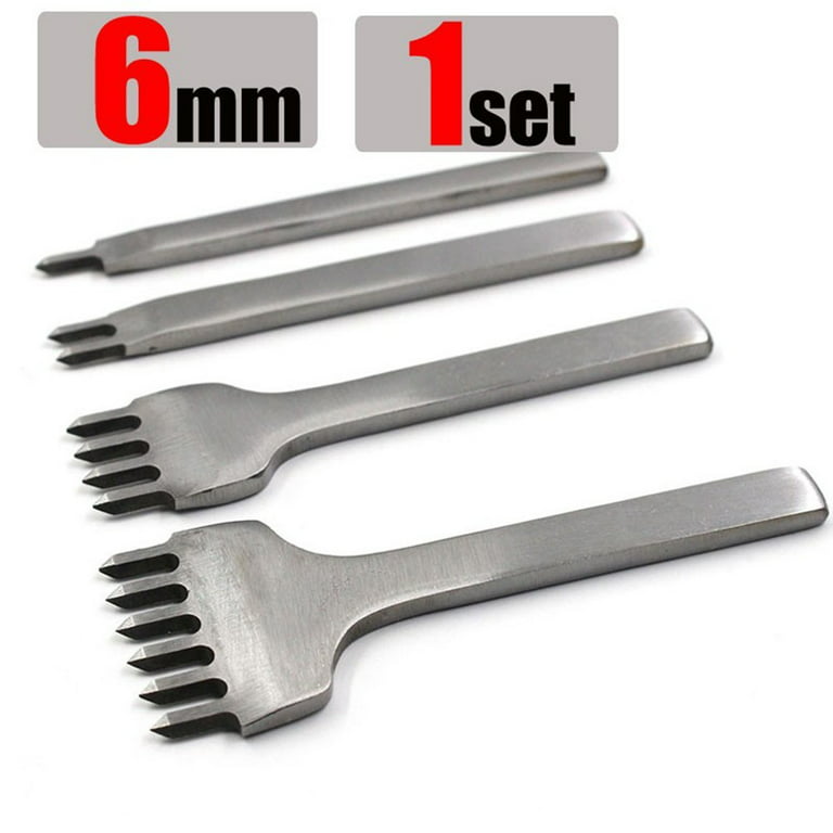 4X 3/4/5/6mm Leather Craft Pricking Iron Lacing Stitching Chisel Hole Punch  Tool 