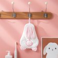 thumbnail image 5 of Cute Bunny Coral Fleece Bath Towel, Absorbent Soft Towel with Hanging Lanyard for Kitchen Bathroom Use Towel Holder, 5 of 7