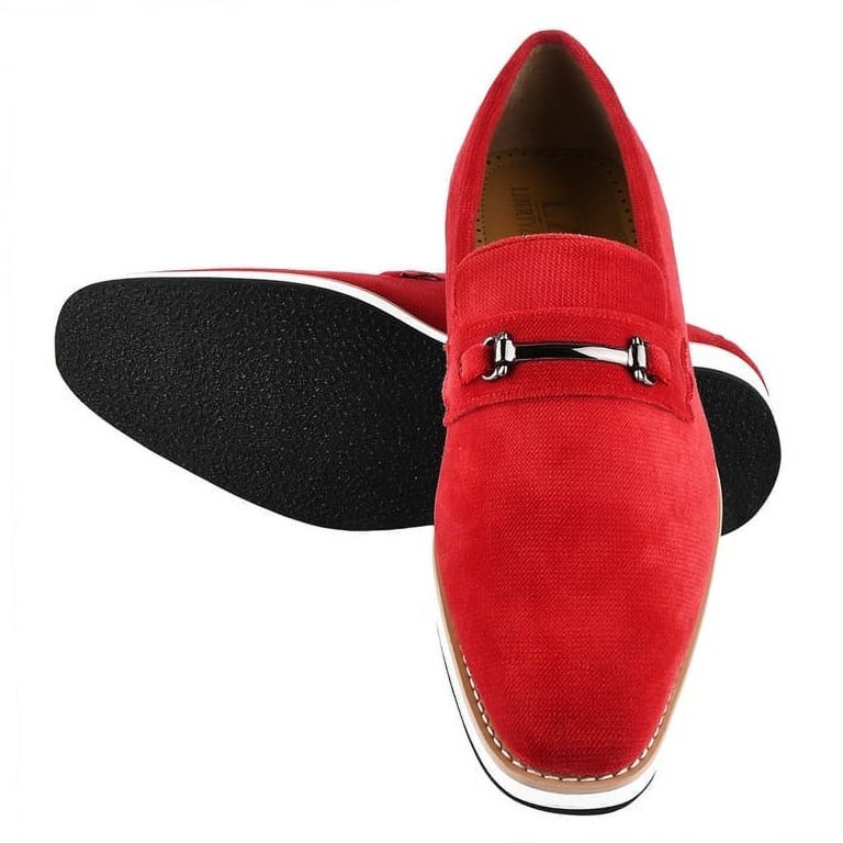 LIBERTYZENO Mens Classic Velvet slip on Loafer Shoes Red  display picture 2