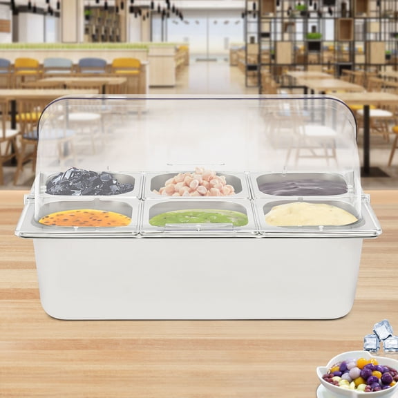 1.45L 53*33*33cm Silvery&Clear Cooling Food Dishes Display Plate Case Ice Food Serving Display Tray with Rubber Stoppers
