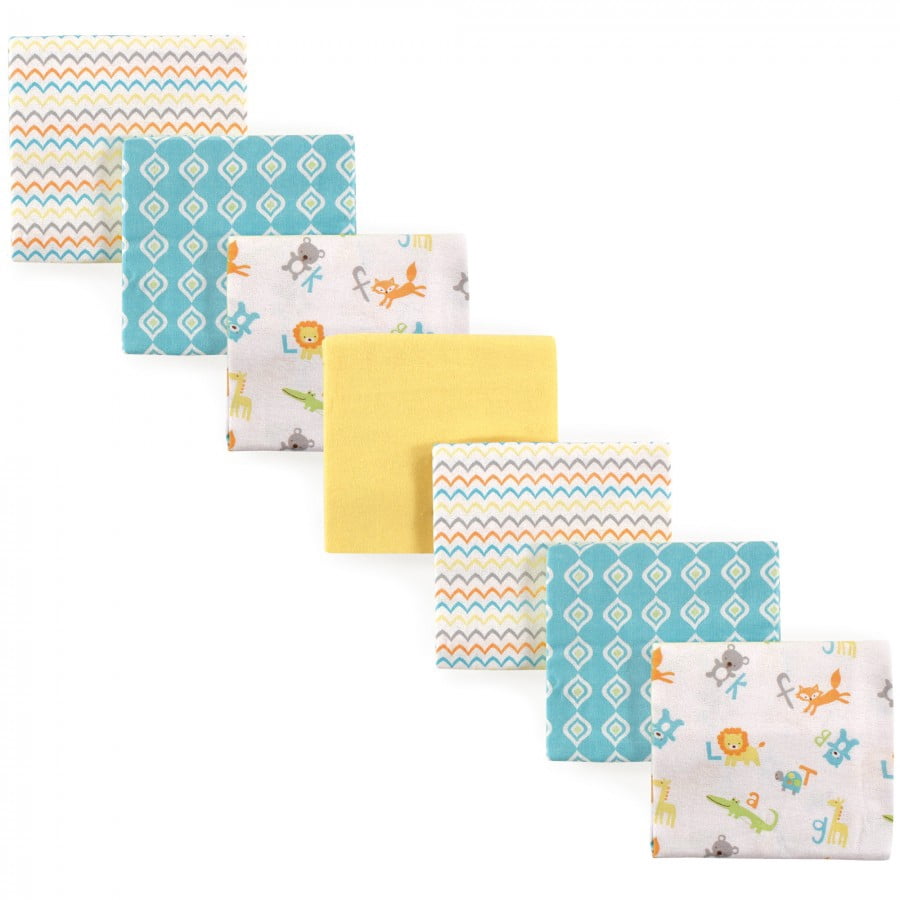 Luvable Friends Set 7 Coperte In Flanella Di Cotone Per Neonato, 76x76 Cm, Morbide E Delicate, Tema Wild And Free - 2