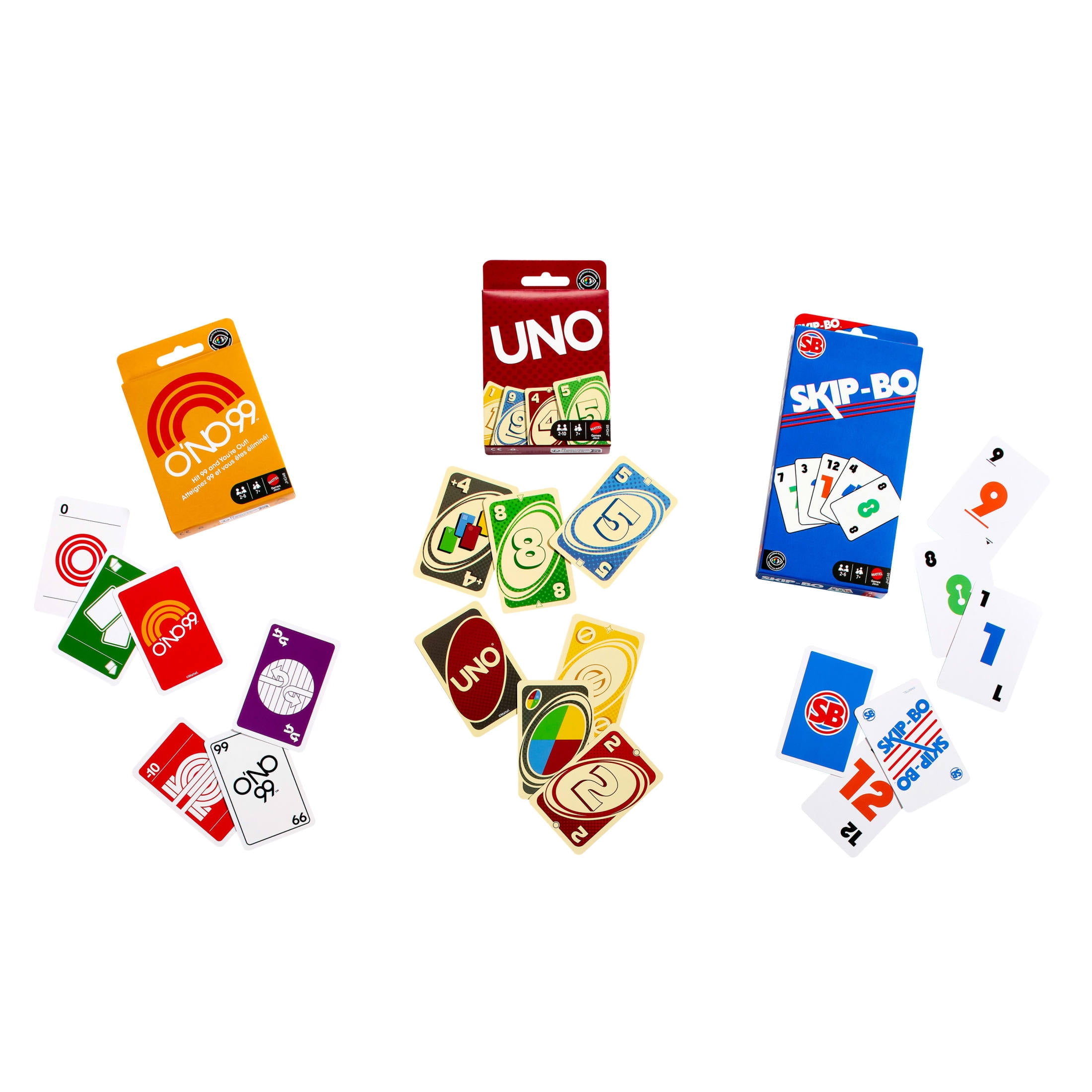 Vintage Set with 3 Card Games, UNO, O'NO 99 & Ski-Bo for Kid