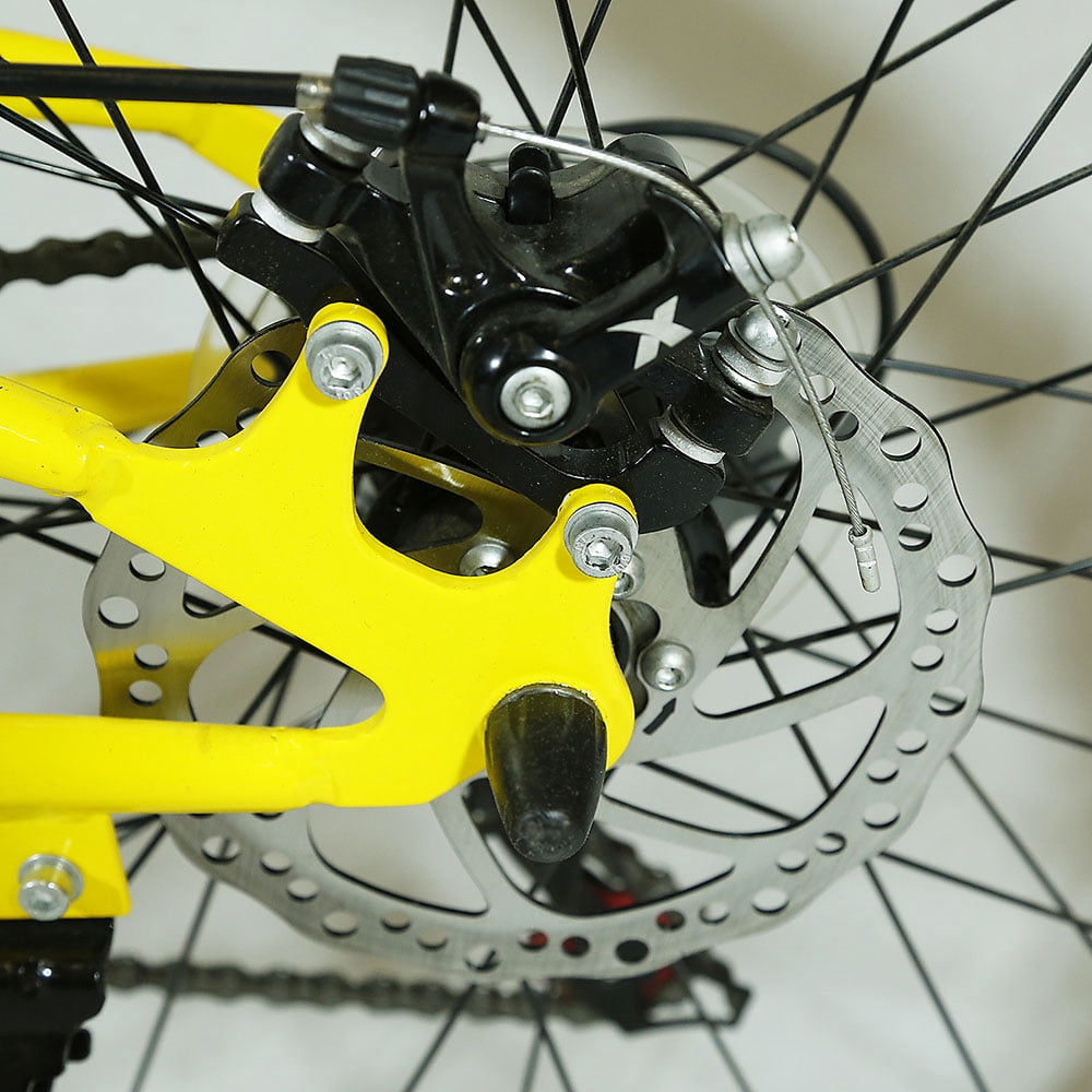 Xspec 21 Speed Folding Compact Mountain Bike, Yellow, 26"