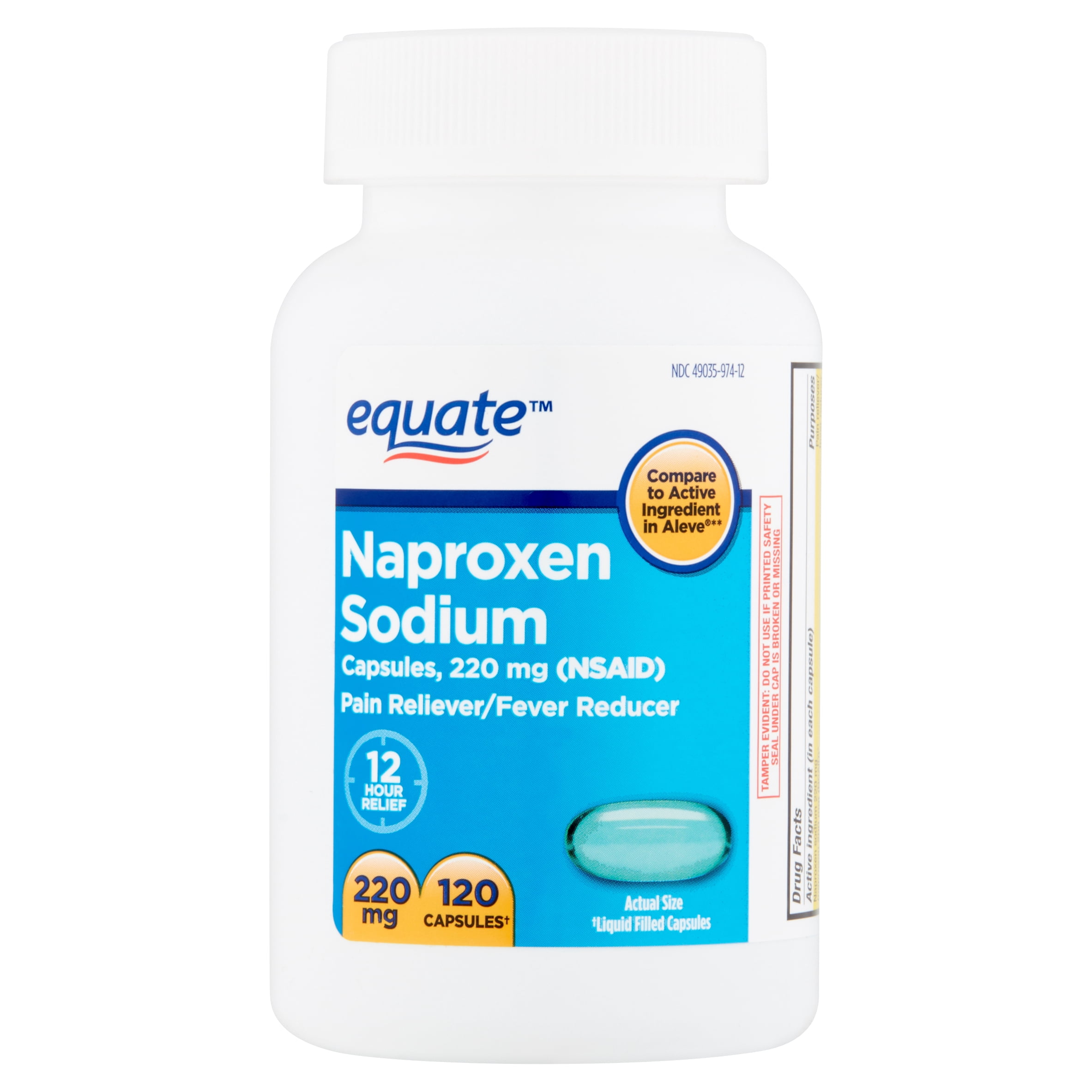 Equate Naproxen Sodium Capsules, 220 mg, 120 Count