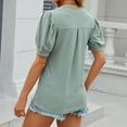 thumbnail image 4 of ameIAEA V Neck Blouses for Women Dressy Casual Work Shirts Roll-up Short Sleeve Business Tops, 4 of 4