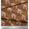 thumbnail image 3 of Soimoi Brown Cotton Voile Fabric Damask & Rose Floral Printed Craft Fabric by the Yard 56 Inch Wide, 3 of 3