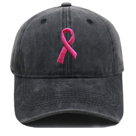 Vintage Washed Distressed Baseball Cap JIANLAI Pink Ribbon Embroidery Adjustable Low Profile Curved Brim Dad Hat Breast Cancer Awareness Gift Casual Outdoor Headwear