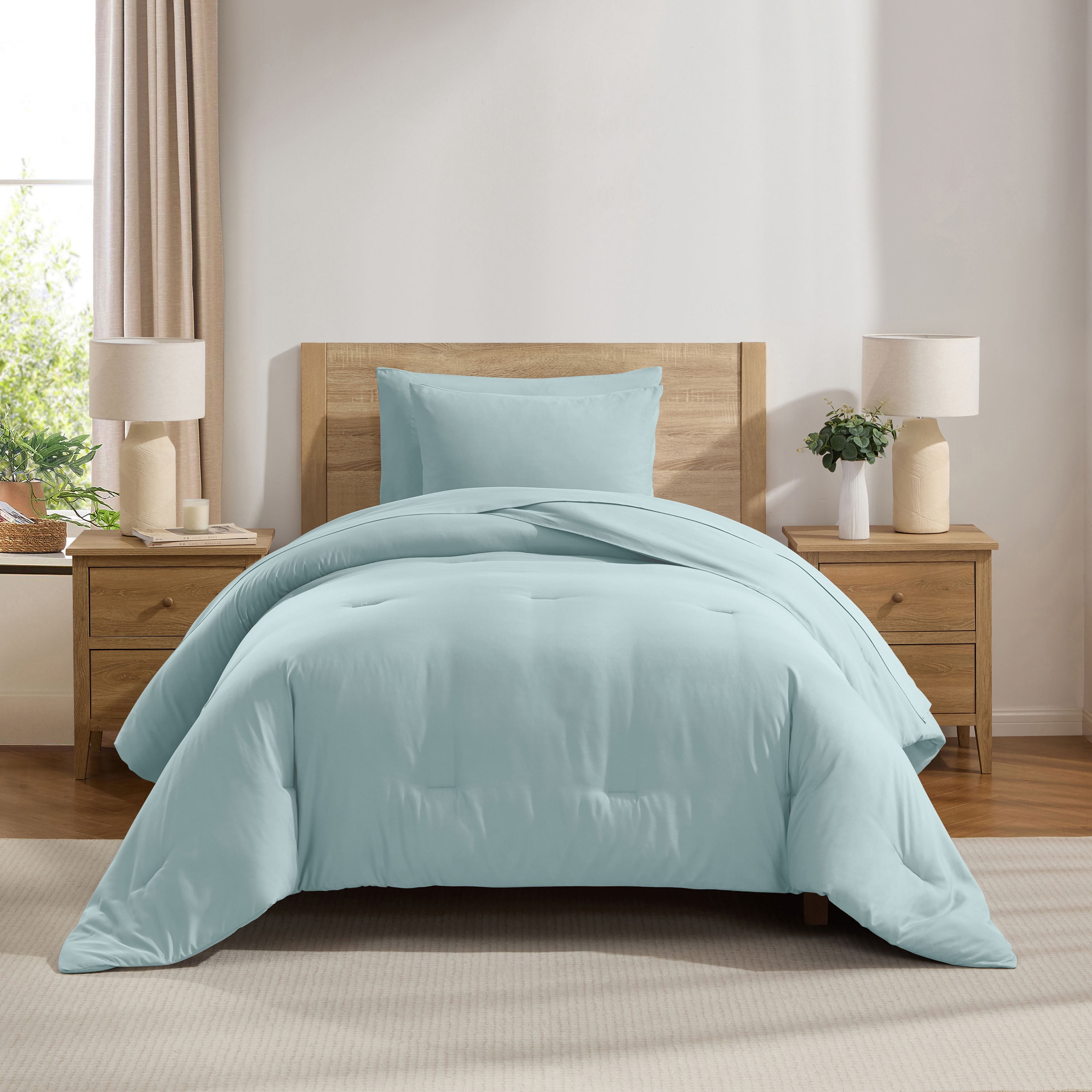 LammaLoe Twin Comforter Sets, 5 Piece Bed in a Bag, Ultra Soft Bedding Comforter Set with Sheets, All Season Bed Set, Light Baby Blue