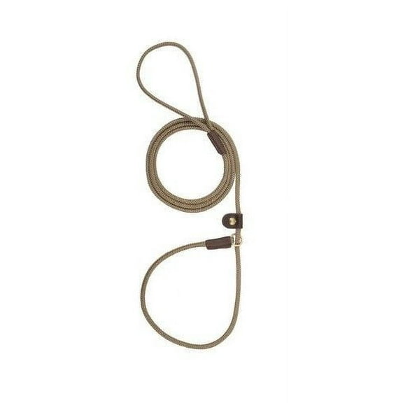 Slip Style Leads Show Dog Trainer Handling Leather Slide Rope Leash 1/2" X 6' (Tan)