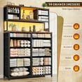 thumbnail image 3 of EnHomee 62.8"H Tall Dressers for Bedroom with 14 Drawers Fabric Dresser with LED Lights and Charging Station,Chests of Drawers with Open Shelves,Rustic Brown, 3 of 8
