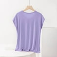 thumbnail image 4 of Kaemgyyd Plus Size Pajama Top for Women Soft Cozy Solid Color V Neck Pj Shirt Sleepwear Summer Short Sleeve Tee, 4 of 6