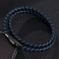 thumbnail image 6 of Black Blue Braided Leather Bracelet - Mens Genuine Leather Bracelets Woven with Leather Cord Rope & Steel Wire - Durable Stainless Steel Spring Clasp, 6 of 6