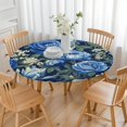 thumbnail image 3 of Pioneer Flower Floral Print Pattern Round Fitted Tablecloth with Elastic Edge,Dining Table Cover Waterproof,Outdoor Round Tablecloth for Camping,Dining,Indoor and Outdoor, 3 of 7
