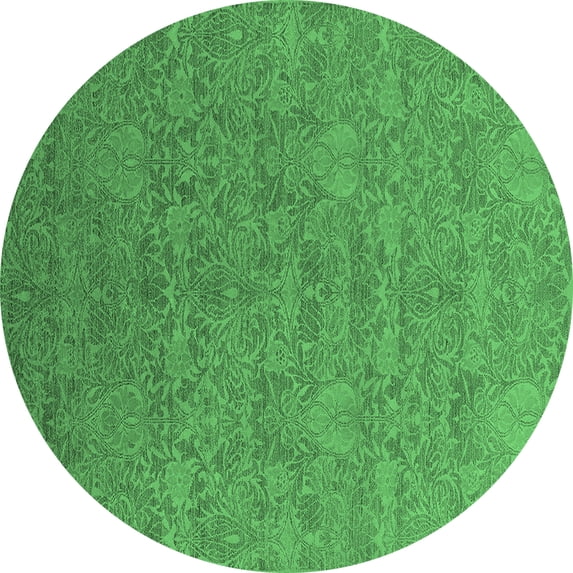 Ahgly Company Indoor Round Oriental Emerald Green Industrial Area Rugs, 6' Round