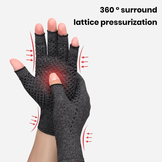 Fvsianol Arthritis Compression Gloves Arthritis Hand Gloves Arthritis Compression Rehabilitation Fingerless Arthritis Therapy Relief Wrist Support Wristband (1 Pair)