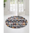 thumbnail image 6 of Unique Loom Cherokee Collection Area Rug - Clemson (4' Round Multi/Navy Blue), 6 of 11