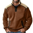 thumbnail image 2 of Yiaimeir Men Fleece Pullover Quarter Zip Stand Collar Warm Sherpa Lined Sweatshirt with Pockets for Outdoor Casual Wear, 2 of 5