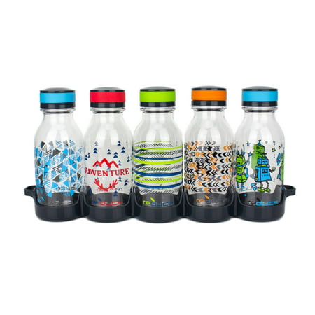 reduce WaterWeek Adventure Bottle Set with Fridge Tray, 14oz - (5 Pack) - Great for Kids on the