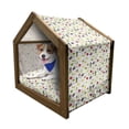 thumbnail image 1 of Fruits Pet House, Kiwi Banana Plums Lemon Orange Pear Grape Apricot Kitchen Food Print, Outdoor & Indoor Portable Dog Kennel with Pillow and Cover, 5 Sizes, Purple Yellow Ruby, by Ambesonne, 1 of 5