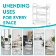 thumbnail image 3 of Yucurem 3 Tier Rolling Cart with Wheels, Metal Utility Cart with Lockable Wheels, Laundry Room Organization for Bathroom, Kitchen, Snack, White, 3 of 11