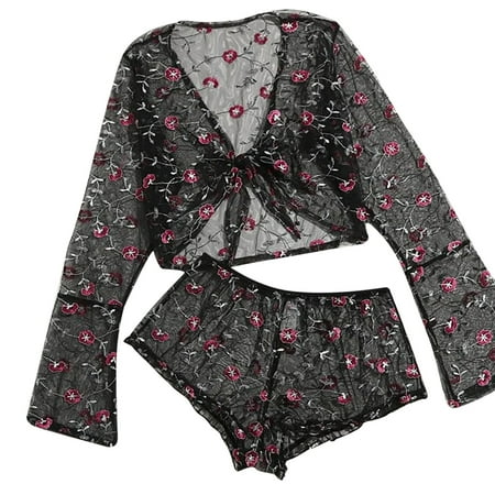 Penkiiy Women Lingerie Corset Lace Free Wire Racy Muslin Sleepwear Underwear Tops+Briefs Bustiers & Corsets S Black on Sale