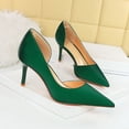 thumbnail image 3 of Women Pointed Toe High Heel Stiletto Pumps 7CM Satin Cut-Out Wedding Evening Party Court Shoes, 3 of 6