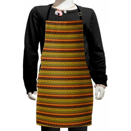 

Tribal Kids Apron Oriental Arrangement of Classic Culture Motifs with Circles and Squares Boys Girls Apron Bib with Adjustable Ties for Cooking Baking Painting Multicolor by Ambesonne
