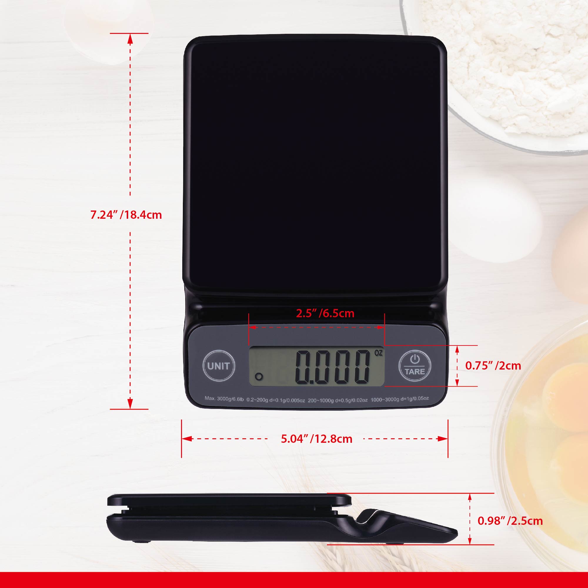 Mainstays High Precision Digital Kitchen Scale, Black - image 4 of 12