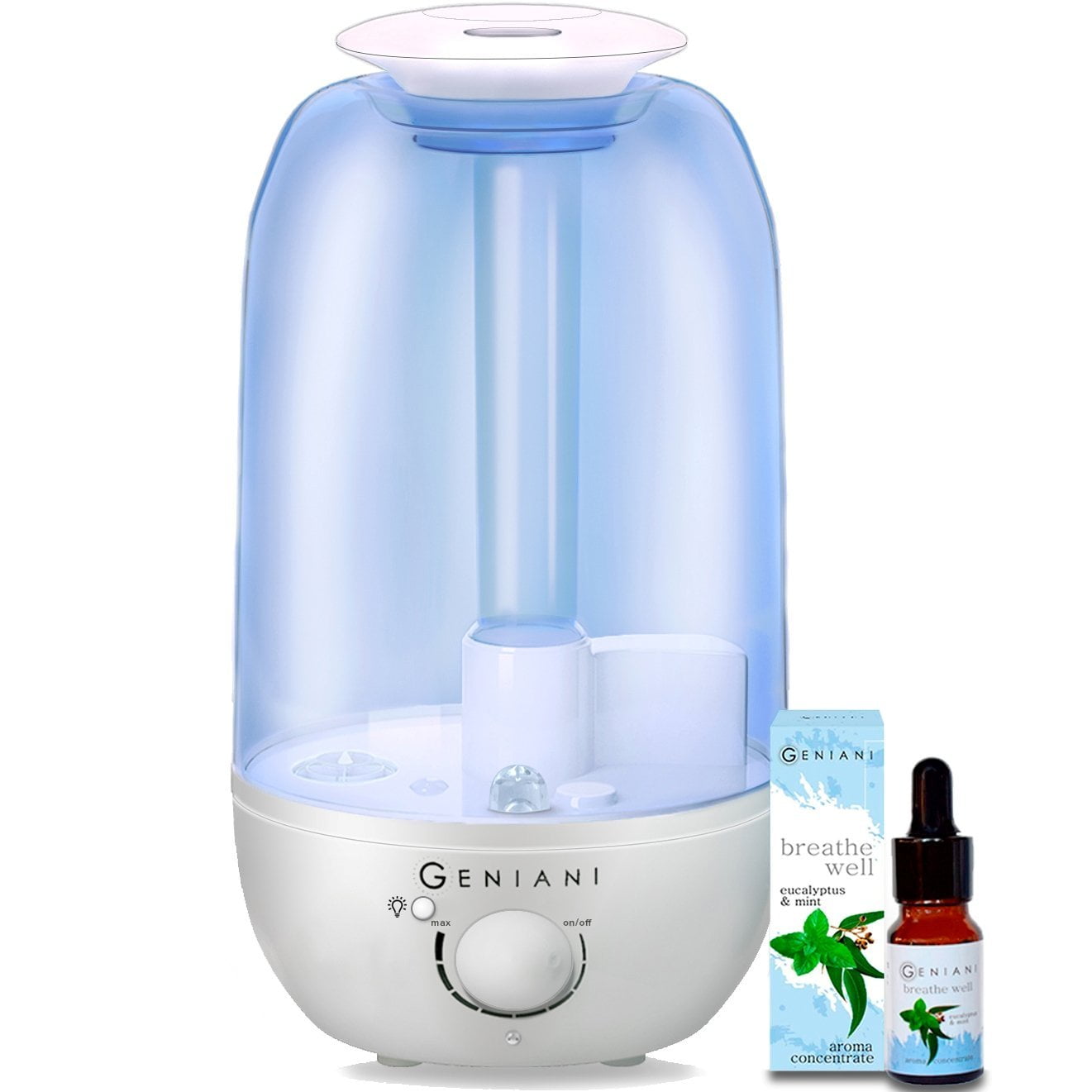 Geniani Ultrasonic Aroma Cool Mist Humidifier With Nightlight Geniani Ultrasonic Aroma Cool Mist Humidifier With Nightlight Aromatherapy Humidifiers For Bedroom Living Room Office And House 2 4 Liter