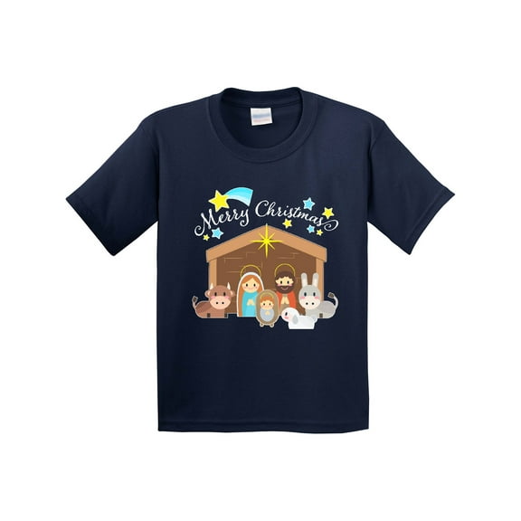 Inktastic Merry Christmas Cute Nativity Scene Youth T-Shirt