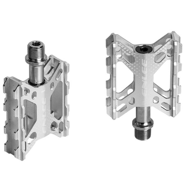 Pedales de bicicleta de montaña kusrkot Aluminio CNC Antideslizante 9/16 Cojinete sellado Plata