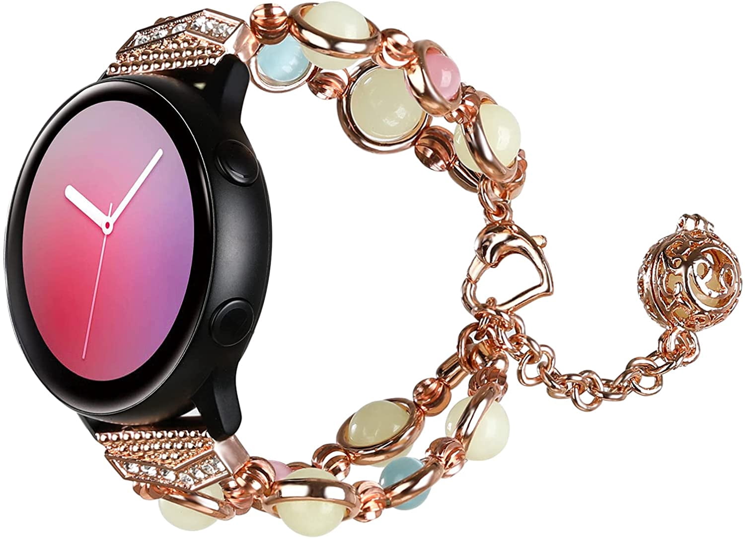 Beaded Fashion Band Compatible with Samsung Galaxy Watch Active 2/Active/Galaxy  Watch 3 41mm R840/Galaxy Watch 42mm, Elastic Beaded Night Luminous Agate  Band Strap for Women Girls, Rose Gold | Walmart Canada