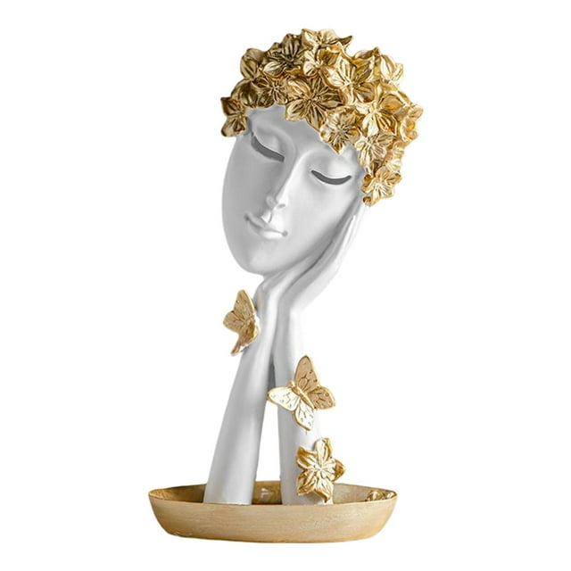 Estatua de pensador de rostro creativo, escultura de figura, adornos de personajes artísticos para Blanco