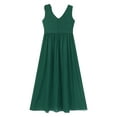thumbnail image 6 of Yartina Kids Girls Chiffon Dress Ruched Junior Bridesmaid Dress A Line Swing Maxi Formal Pageant Prom Army Green 6, 6 of 7